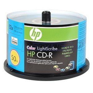 50 HP LightScribe Color CD R 52X Blank CDR Media Discs 5 Color