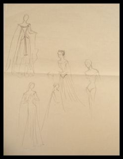 Edith Head Original 1954 Costume Production Sketch 2 The Court Jester 