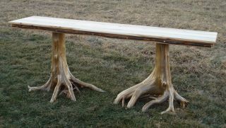 buffet server looks fantastic with our cedar stump dining table