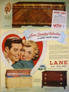 1949 LANE CEDAR HOPE CHEST   LOVES SWEETEST VALENTINE   THREE MODELS 