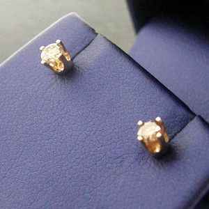 Estate 14k Yellow Gold Champagne Diamond Stud Earrings