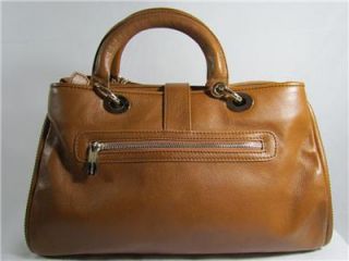   Charles Jourdan Cara Brown Leather Tote Purse Satchel Handbag