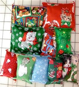 10 CHRISTMAS CATNIP BAGS 2 SIZES HOME GROWN AND HOME SEWN FRESH CAT 