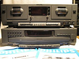 PHILIPS CDC 925 CD PLAYER AND FC 930 DUEL CASSETTE DECK WITH CD SYNC W 
