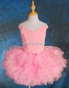 Girl Pink Cup Cake National Pageant Dress Off Shoulder DIY Shell Size 