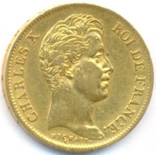 1830 GOLD 40 FRANCS FRANCE, CHARLES X, VERY RARE, SUPERB COIN
