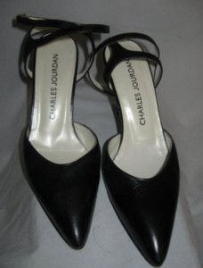 Charles Jourdan Strappy Black Shoes Heels 7 1 2 M