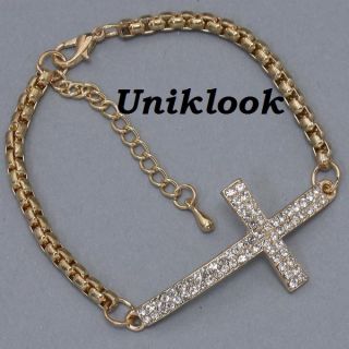   Yet Delicate Clear Crystal 4 Cross Gold Chain Design Jewelry Necklace