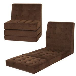 Fold Out Chocolate Brown Microfiber Flip Chair Bed