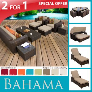   PATIO OUTDOOR FURNITURE SOFA & 7PC DINING SET SUN BED 2 LOUNGE CHAISES