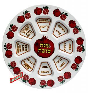 Rosh Hashanah Simanim Plate Shana Tova Jewish New Year
