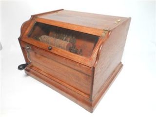 Antique Chautauqua Concert Roller Organ Organette Oak Music Box 