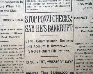 PONZI SCHEME Charles Ponzi Wall Street Exposed & WOMENS SUFFRAGE 1920 