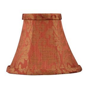 New 5 in Wide Clip on Chandelier Shade Coral Gold Printed Silk White 