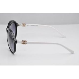 Authentic Chanel Designer Sunglasses Black White Temples