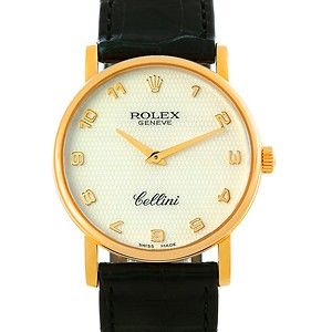 Rolex Cellini Classic Mens 18K Yellow Gold Mother of Pearl Dial Watch 
