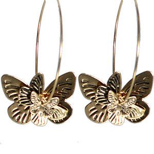 Butterfly Charm Gold Plated Fashion Designer Cute Hoop