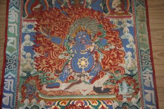 Wonderful Old Tibetan 100 Hand Painted Gilded ThangkaVajrapani Chakna 