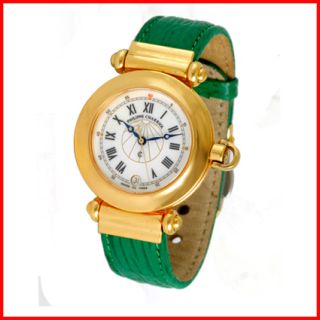 Philippe Charriol Mens Ladies Gold Green Leather Watch