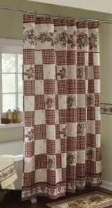 country hearts and stars shower curtain new