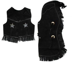 Child Kids Chaps Set Vest Suede Leather Horse Show Rodeo Halloween 