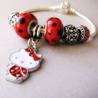   Red & Black Ladybug Charm Bracelet   Kid Child Small Sizes Available