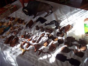 Large Lot of 1960s Marx Action Figures Buffalo Horse Accessories Box 