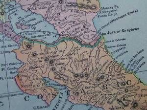1898 Original 109 yr Old Antique Map Central America