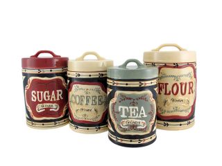 piece country store kitchen ceramic canister set