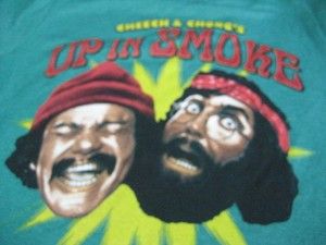 Cheech and Chongs Up in Smoke T Tee Shirt Green Small 1970s Movie 