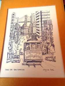 CABLE CAR San Francisco print by Virginia Celli 5x 3 75 inches stamped 