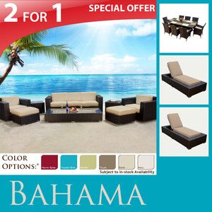   Patio Outdoor Wicker Sofa Dining Furniture Set 2 Luxury Chaises