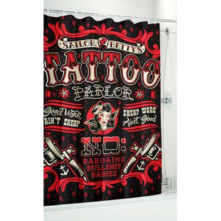 Sailor Betty Tattoo Shower Curtain Retro Rockabilly Punk Gothic Flash 