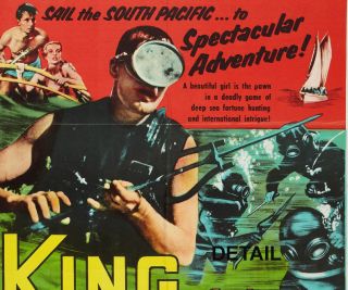 KING OF THE CORAL SEA * Movie Poster 1953 CRIME Sharks Underwater 