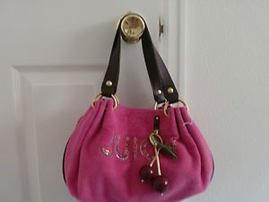 Juice Couture Pink Terry Cherry Baby Fluffy Satchel Handbag NWT