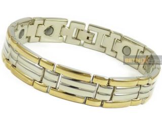 Mens Magnetic therapy bracelet 9 magnets bangle quality gold & silver 
