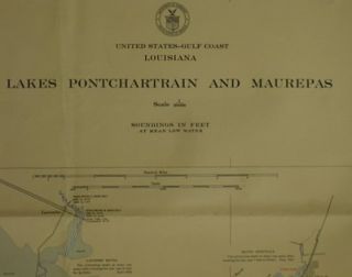 Huge 1943 Survey Map Lake Pontchartrain Maurepas New Orleans Louisiana 