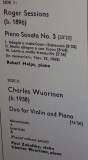 Roger Sessions Piano Son 3 Wuorinen HELPS Zukofsky RARE 70 AR DG 