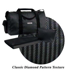 NEW Designer Diaper Bag by Cherubini Blk Charcoal Signature Stripe 