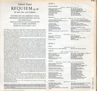   Requiem FAURE BERLIOZ MOZART CHERUBINI BRAHMS Cluytens Munch FREE SHIP