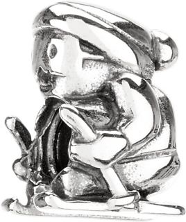 Chamilia RETIRED Silver Bunny Hill Skiing Bead * Sterling GD 13 R