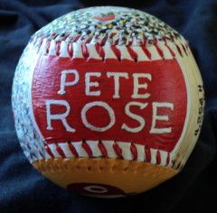 Pete Rose Hand Painted Baseball One of A Kind Reds