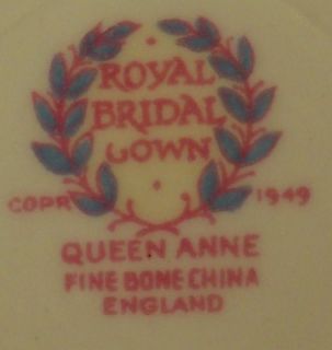 Queen Anne China Royal Bridal Gown pttrn Salad Plate