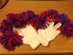 Cheer Gloves Spirit Gloves Pom Poms Blue and Red