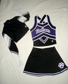 Sexy Cheerleader Costume Authentic Uniform 3 Piece Panthers Purple 