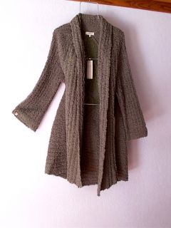 New $240 Long Moss Green Chenille Sweater Coat Cardigan Duster Top 8 