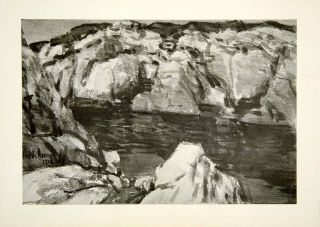 1922 Print Dark Pool Maine Childe Hassam Landscape Cliff Rocks North 