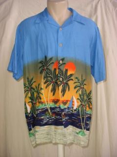 Cherokee Waikiki Wear Mens Casual Button Front Shirt Hawaiian Size M 