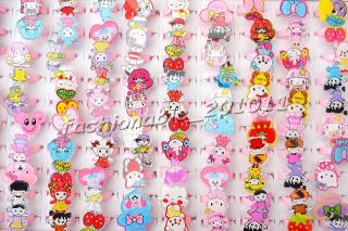   Lots Jewelry 50pcs Cartoon Resin Lucite Children Rings 13 16mm