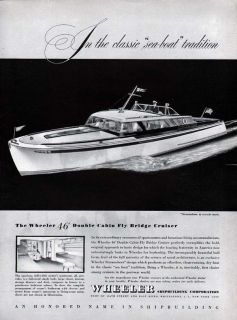 1946 Wheeler 46 Double Cabin Cruiser Fly Bridge Boat